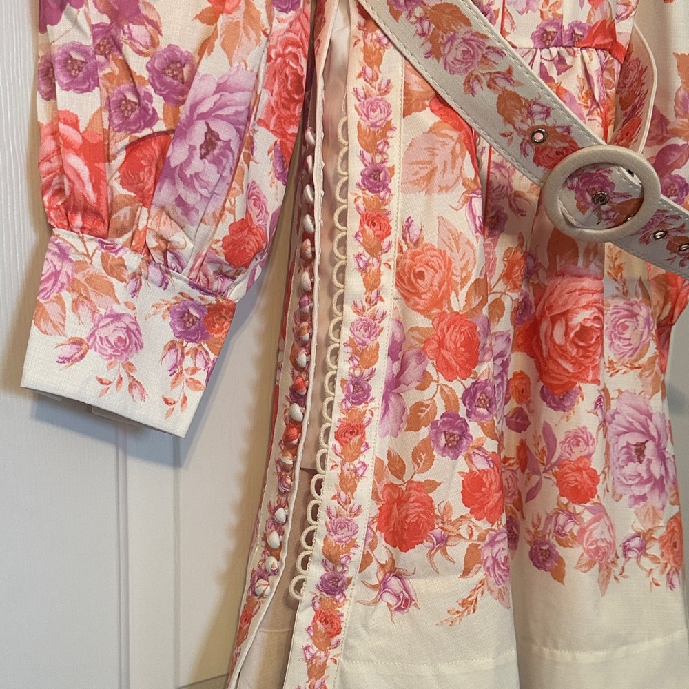 Beulah Floral Midi Dress in Pink and Orange - Picture 2 of 8